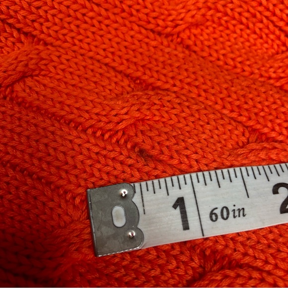 Vintage Ralph Lauren Sport Cable Knit Sweater Medium Orange V-Neck Pullover - Picture 9 of 9